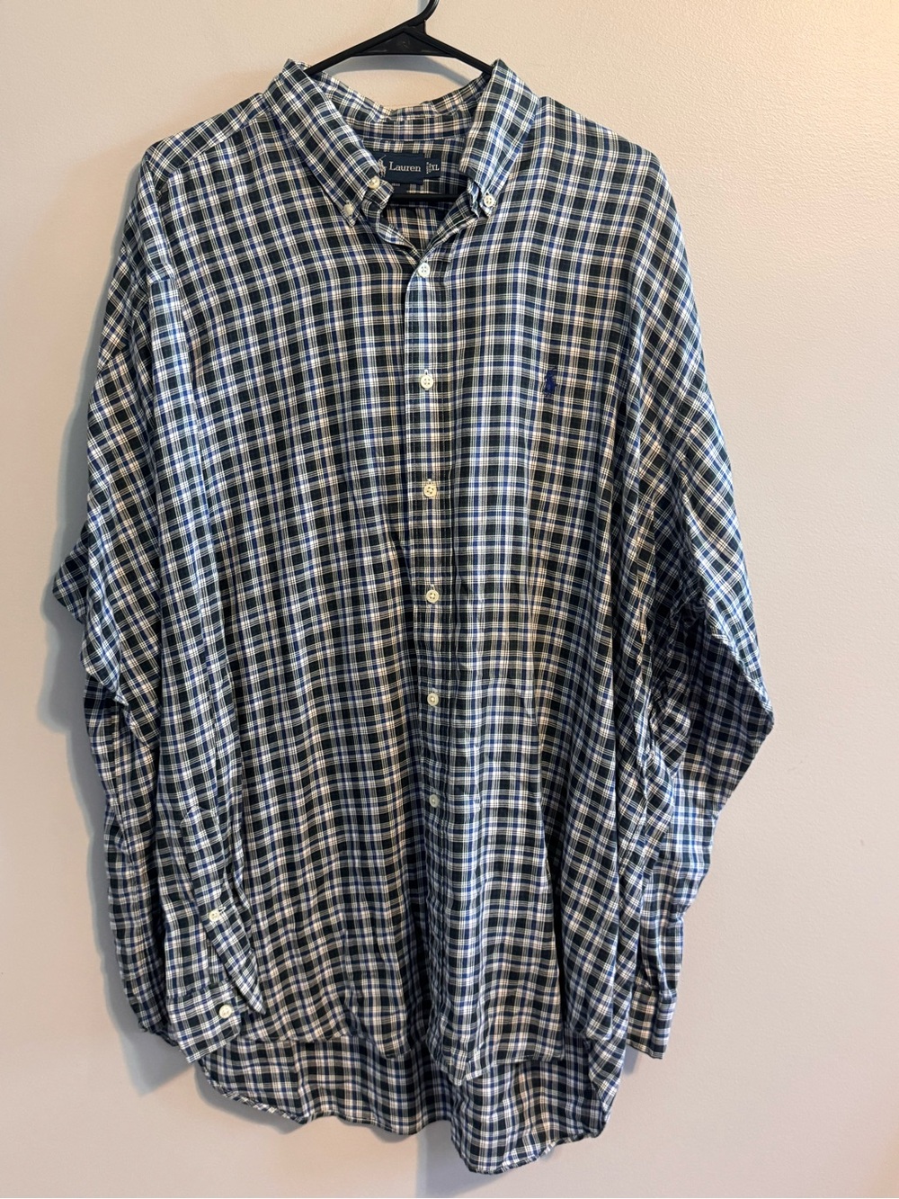 Ralph Lauren Blake Men’s XL Blue Green Plaid Cotton Button Down Shirt